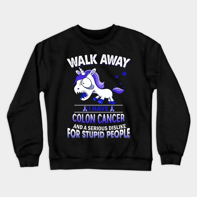 funny colon cancer grumpy unicorn warrior Crewneck Sweatshirt by TeesCircle